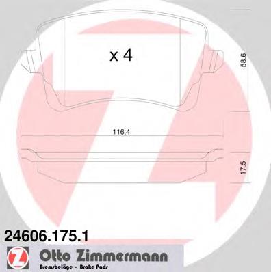 Задні дискові колодки Zimmermann 246061751