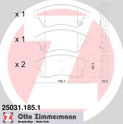 Купити 250311851 Zimmermann Колодки гальмівні передні, дискові