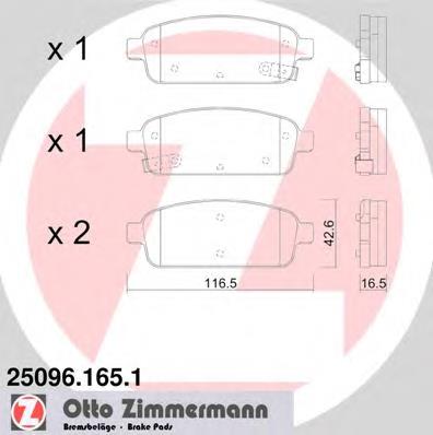 Задні гальмівні колодки 250961651 Zimmermann
