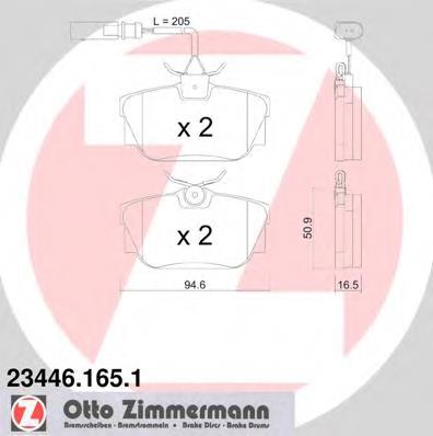 Задні гальмівні колодки 234461651 Zimmermann