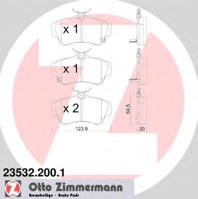 235322001 Zimmermann колодки гальмівні передні, дискові