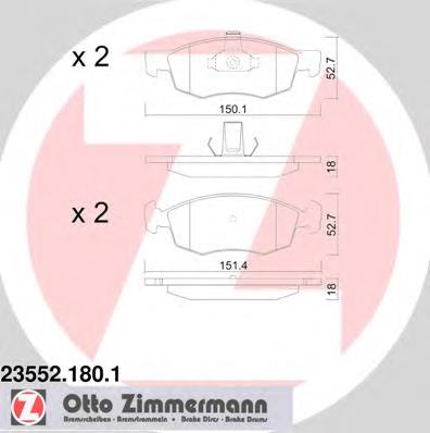 235521801 Zimmermann колодки гальмівні передні, дискові