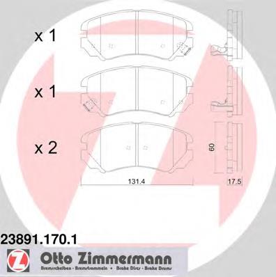 Передні тормозні колодки 238911701 Zimmermann