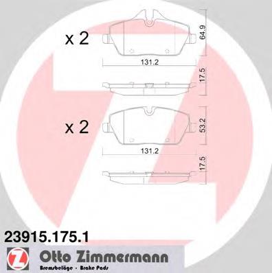 Передні тормозні колодки 239151751 Zimmermann