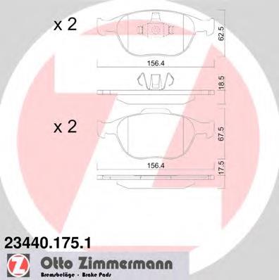 Передні тормозні колодки 234401751 Zimmermann