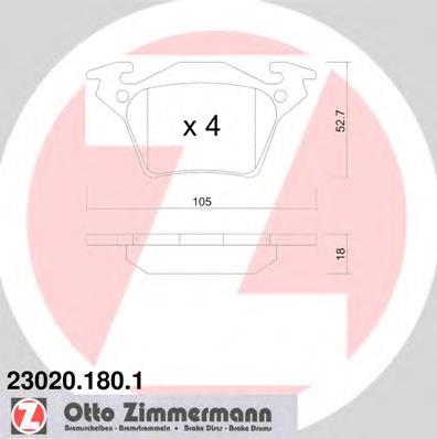 230201801 Zimmermann колодки гальмові задні, дискові