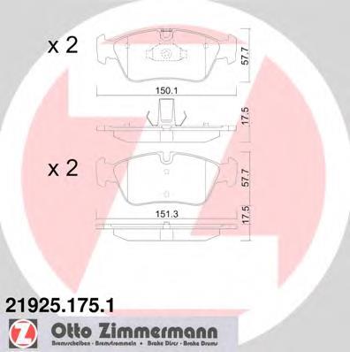 Купити 219251751 Zimmermann Колодки гальмівні передні, дискові
