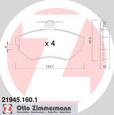 Купити 219451601 Zimmermann Колодки гальмівні передні, дискові