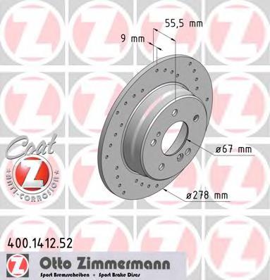 400141252 Zimmermann диск гальмівний задній