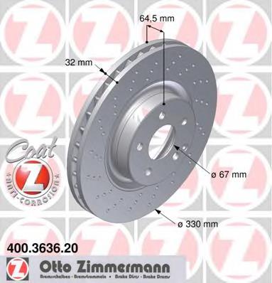Гальмівні диски передні 400363620 Zimmermann