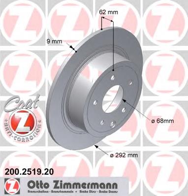 Купити 200251920 Zimmermann Диск заднього гальма