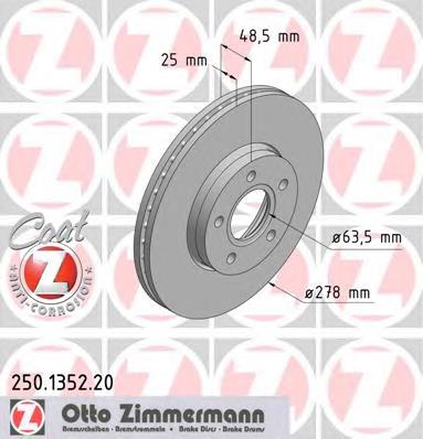 Диск гальмівний передній Zimmermann 250135220