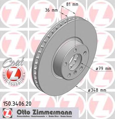 Диск гальмівний передній 150340620 Zimmermann