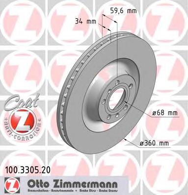 Диск гальмівний передній Zimmermann 100330520
