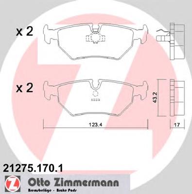 Колодки гальмові задні, дискові 212751701 Zimmermann