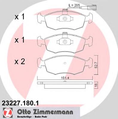 232271801 Zimmermann колодки гальмівні передні, дискові