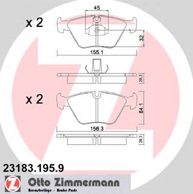 231831959 Zimmermann Передні гальмівні колодки