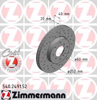 Диск переднього гальма Zimmermann 540249152 ціна, від 32.24 USD
