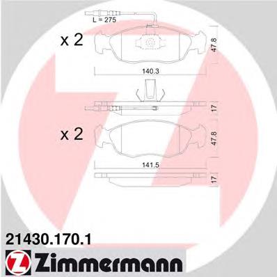 214301701 Zimmermann колодки гальмівні передні, дискові