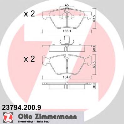 Купити 237942009 Zimmermann Колодки гальмівні передні, дискові