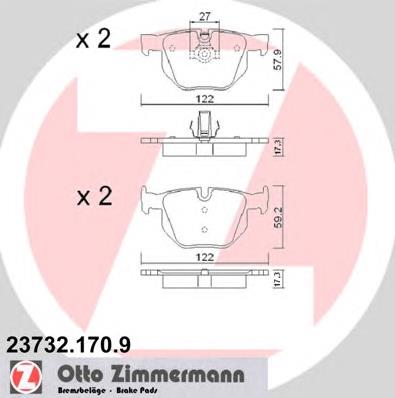 Задні гальмівні колодки 237321709 Zimmermann