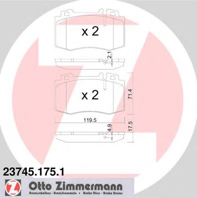Купити 237451751 Zimmermann Колодки гальмівні передні, дискові