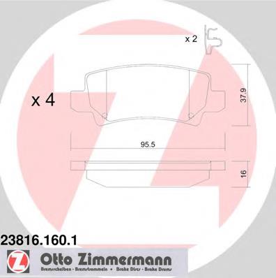 238161601 Zimmermann колодки гальмові задні, дискові