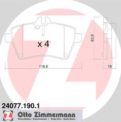 Передні тормозні колодки 240771901 Zimmermann