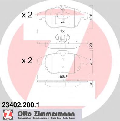 Передні тормозні колодки 234022001 Zimmermann