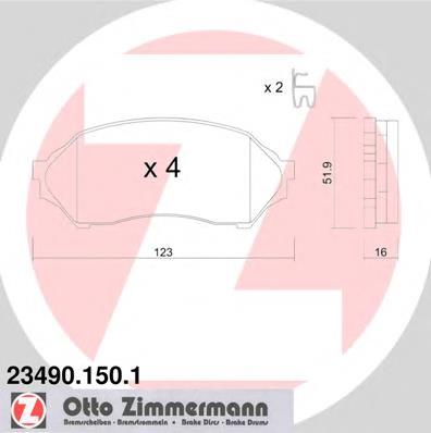 234901501 Zimmermann колодки гальмівні передні, дискові