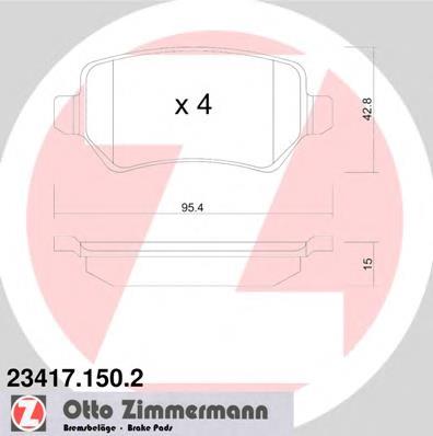 Задні гальмівні колодки 234171502 Zimmermann