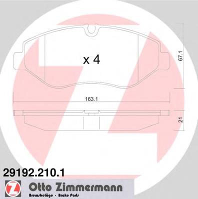 Купити 291922101 Zimmermann Колодки гальмівні передні, дискові