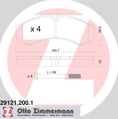 291212001 Zimmermann колодки гальмові задні, дискові