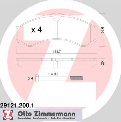 Колодки гальмові задні, дискові 291212001 Zimmermann