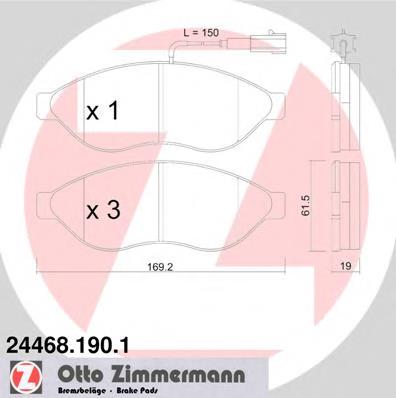 Передні тормозні колодки 244681901 Zimmermann