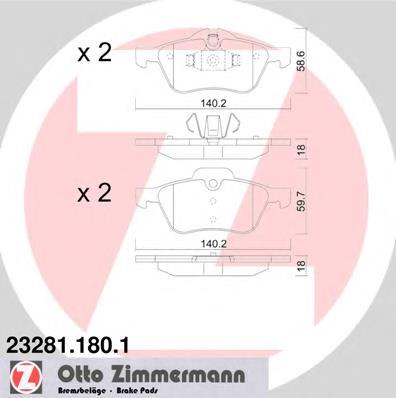 Купити 232811801 Zimmermann Колодки гальмівні передні, дискові