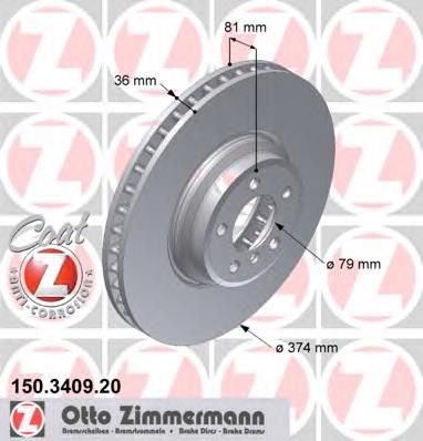 Диск гальмівний передній Zimmermann 150340920