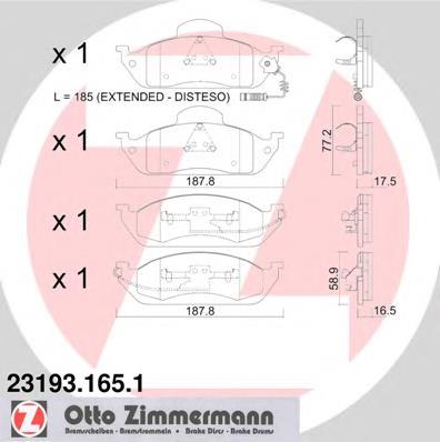 Колодки гальмівні передні, дискові 231931651 Zimmermann