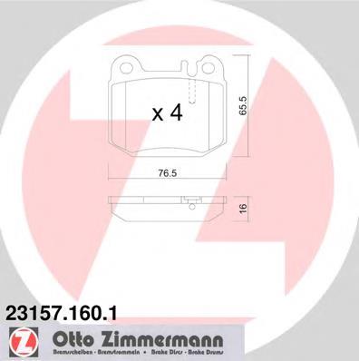 Задні гальмівні колодки 231571601 Zimmermann
