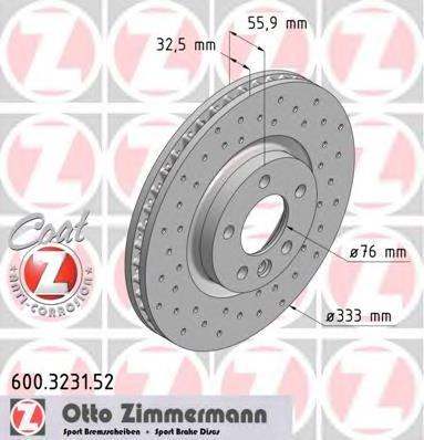 Диск переднього гальма Zimmermann 600323152 ціна, від 59.90 USD