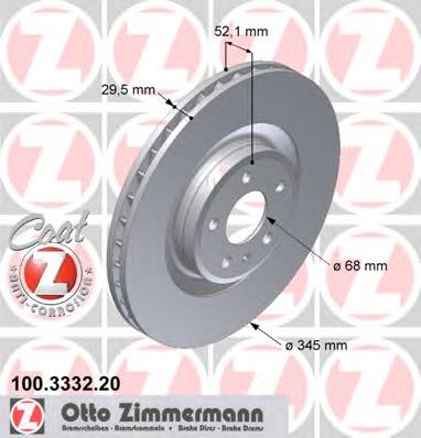 Диск гальмівний передній Zimmermann 100333220