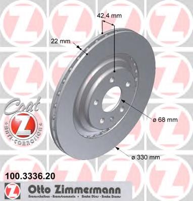 Купити 100333620 Zimmermann Диск заднього гальма