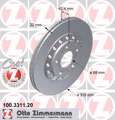 Купити 100331120 Zimmermann Диск заднього гальма