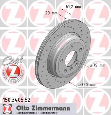 Купити 150340552 Zimmermann Диск заднього гальма