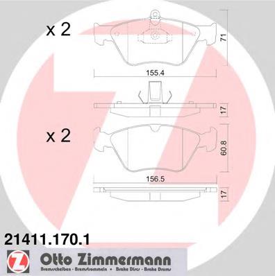 Гальмівні колодки Zimmermann 214111701 ціна, від 16.39 USD