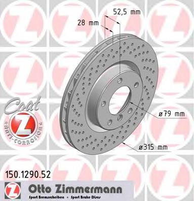 Диск переднього гальма Zimmermann 150129052 ціна, від 83.87 USD