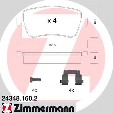 Колодки гальмові задні, дискові 243481602 Zimmermann