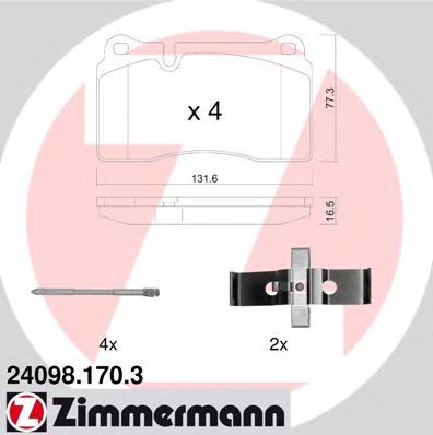 Передні тормозні колодки 240981703 Zimmermann