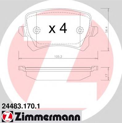 244831701 Zimmermann Колодки гальмівні задні, дискові