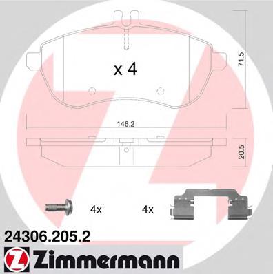 Гальмівні колодки Zimmermann 243062052 ціна, від 51.52 USD